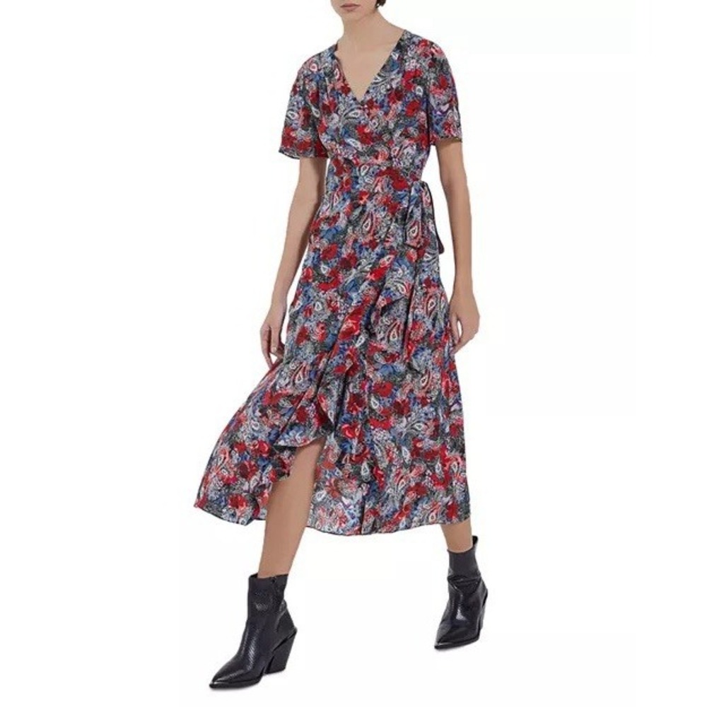 The Kooples Silk Paisley Floral Women's Sz Fr 1 Wrap Dress NWT $475 US Small